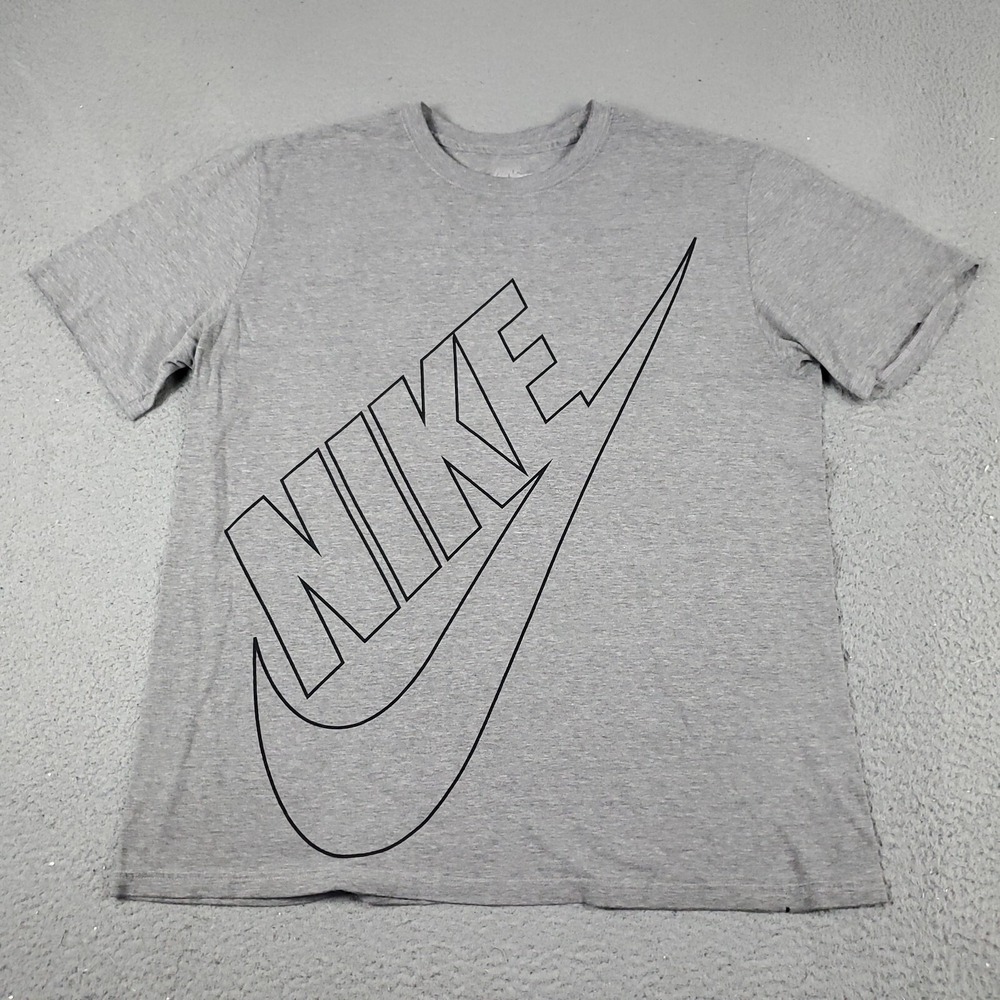Nike T Shirt Mens XL Gray Swoosh Logo Casual Short Sleeve Crew Neck Tee